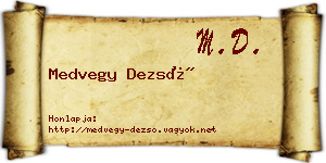 Medvegy Dezső névjegykártya